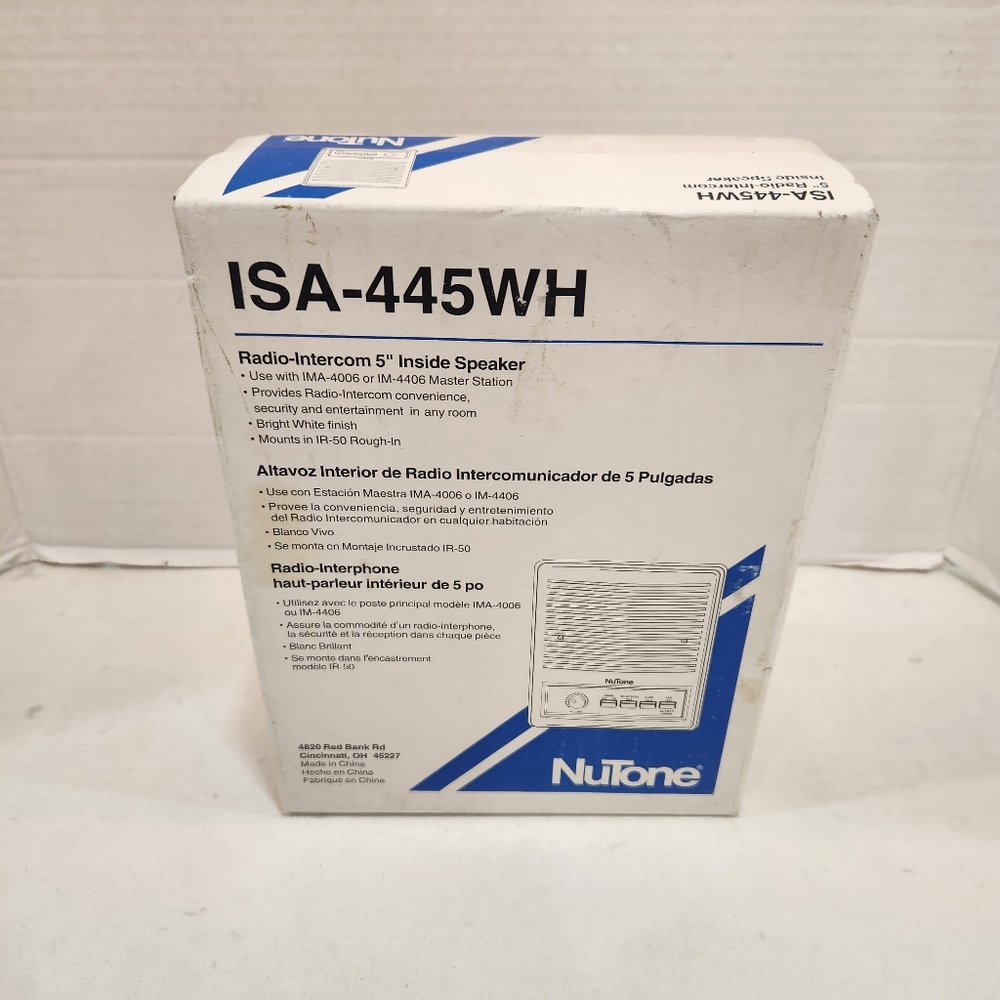 NuTone ISA-445WH Radio-Intercom 5" Inside Speaker White New Open Box
